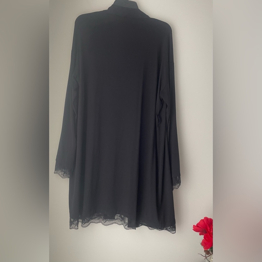 La Perla Black Lace Hem Cuffs Robe Size Large - Picture 2 of 4